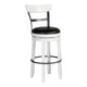 Orso Swivel Barstool Chair Set of 2, Black Faux Leather, White, Black