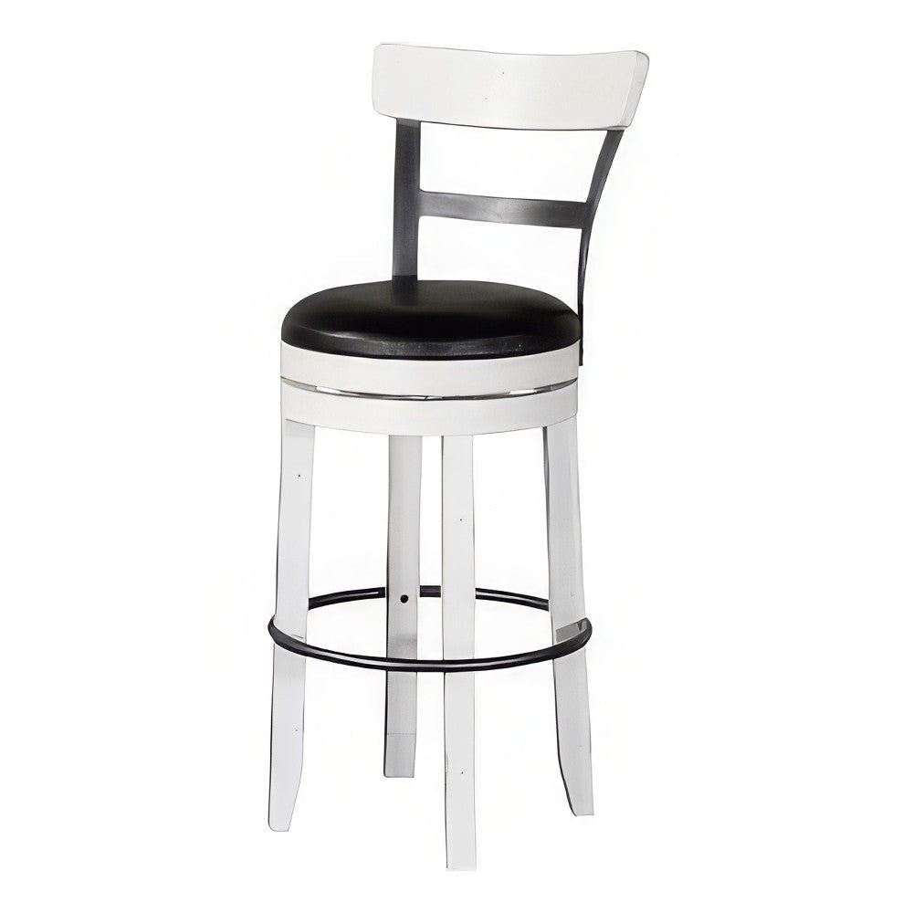 Orso Swivel Barstool Chair Set of 2 Black Faux Leather White Black BM324878