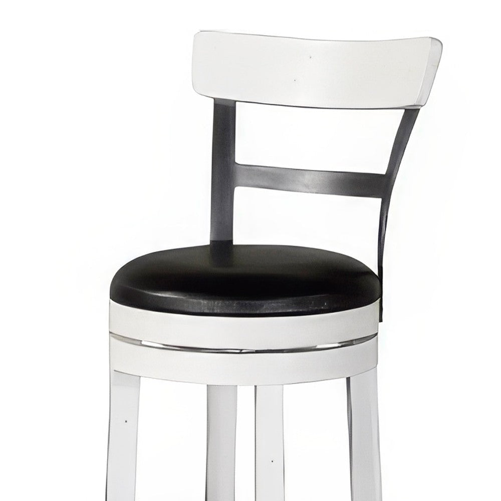 Orso Swivel Barstool Chair Set of 2 Black Faux Leather White Black BM324878