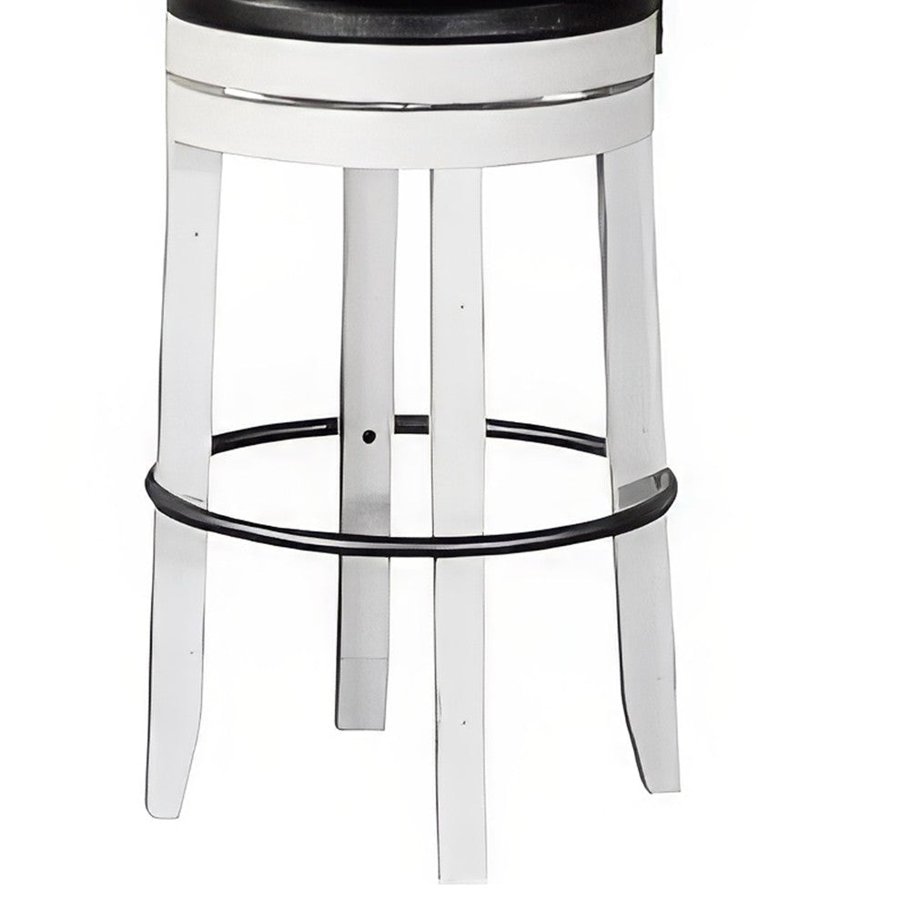 Orso Swivel Barstool Chair Set of 2 Black Faux Leather White Black BM324878