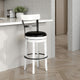 Orso Swivel Barstool Chair Set of 2, Black Faux Leather, White, Black