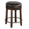 Flint Swivel Counter Stool Set of 2, Black Faux Leather, Dark Brown