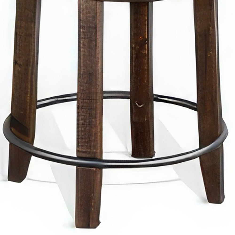 Flint Swivel Counter Stool Set of 2 Black Faux Leather Dark Brown BM324879