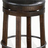 Flint Swivel Counter Stool Set of 2 Black Faux Leather Dark Brown BM324879