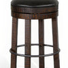 Flint Swivel Barstool Set of 2 Black Faux Leather Dark Brown Wood BM324880