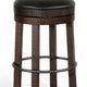 Flint Swivel Barstool Set of 2 Black Faux Leather Dark Brown Wood BM324880