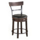 Flint Swivel Counter Stool Chair Set of 2, Black Faux Leather, Brown