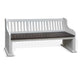 Orso Bench, Slat Back Design, White, Brown Mahogany and Mindi, 64"