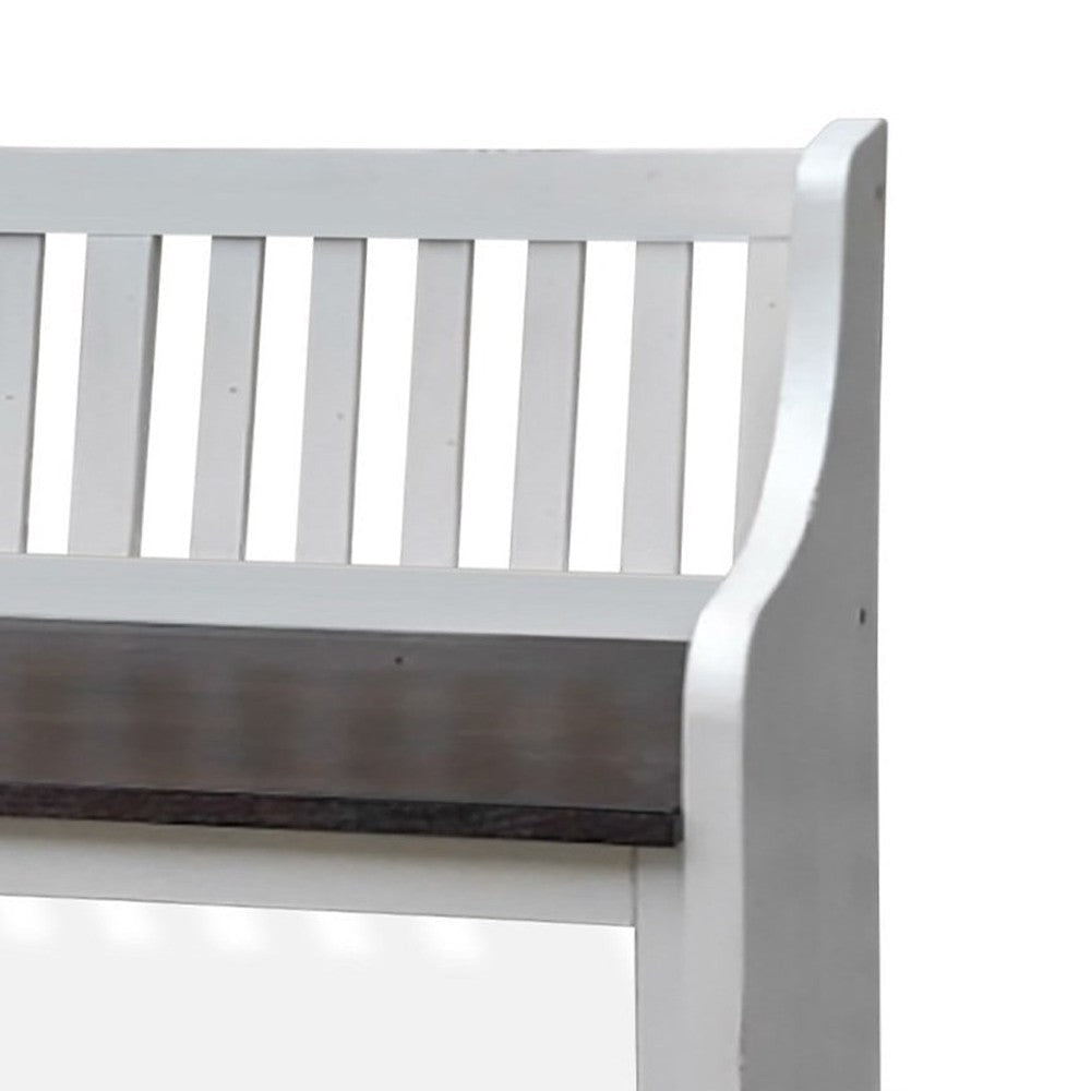 Orso Bench Slat Back Design White Brown Mahogany and Mindi 64’’ BM324883