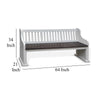 Orso Bench Slat Back Design White Brown Mahogany and Mindi 64’’ BM324883