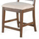 Yael Counter Height Stool Set of 2 Ivory White Light Brown Wood BM324884