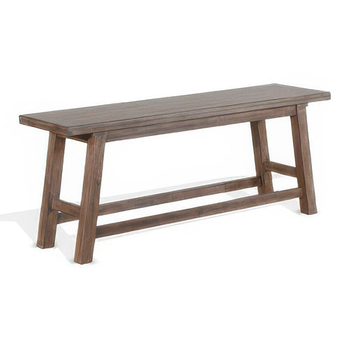 Yael Counter Height Bench, Light Brown Mahogany and Mindi Wood, 60"