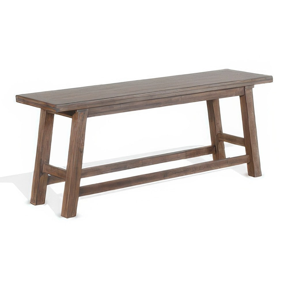 Yael Counter Height Bench, Light Brown Mahogany and Mindi Wood, 60"