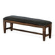 Flint Bench Dark Gray Faux Leather Dark Brown Mahogany Wood 56’’ BM324886