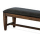 Flint Bench Dark Gray Faux Leather Dark Brown Mahogany Wood 56’’ BM324886