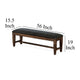 Flint Bench Dark Gray Faux Leather Dark Brown Mahogany Wood 56’’ BM324886