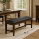 Flint Bench, Dark Gray Faux Leather, Dark Brown Mahogany Wood, 56"