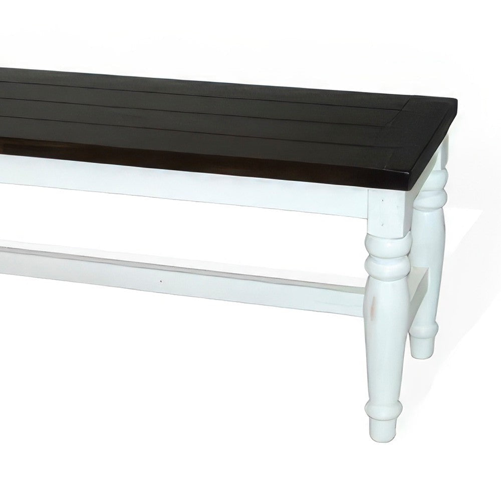 Orso Bench Off White Dark Brown Mahogany and Mindi Wood Frame 52’’ BM324887