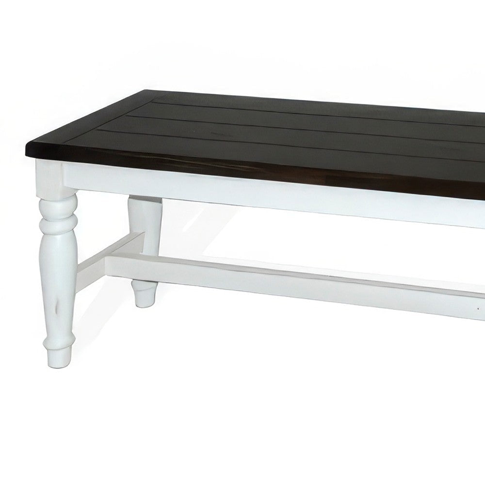 Orso Bench Off White Dark Brown Mahogany and Mindi Wood Frame 52’’ BM324887