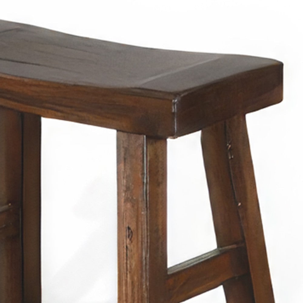 Reggie Counter Stool Set of 2 Saddle Seat Mocha Brown Mahogany BM324888