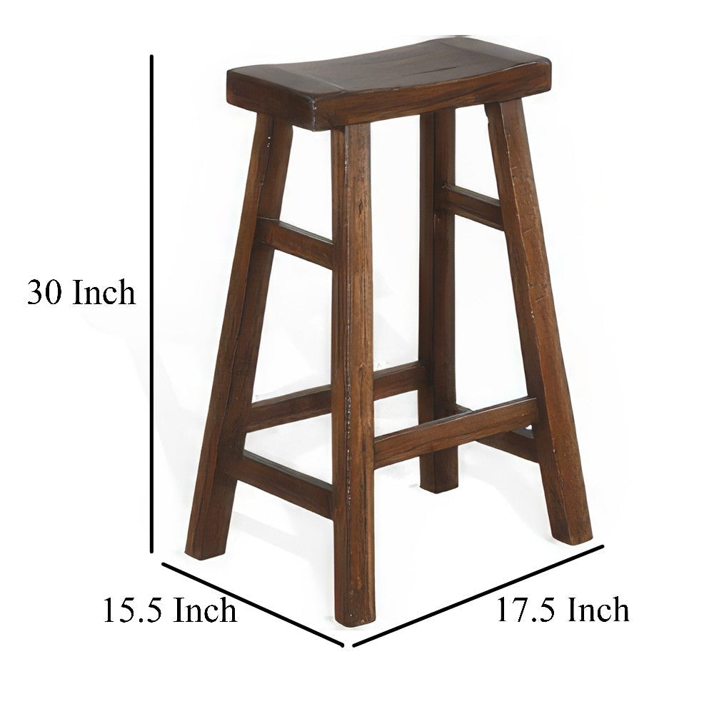Reggie Barstool Set of 2 Saddle Seat Mocha Brown Mahogany Wood 30’’ BM324889