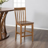 Marv Counter Height Chair Set of 2, Wooden Seat, Oak Brown Wood Finish