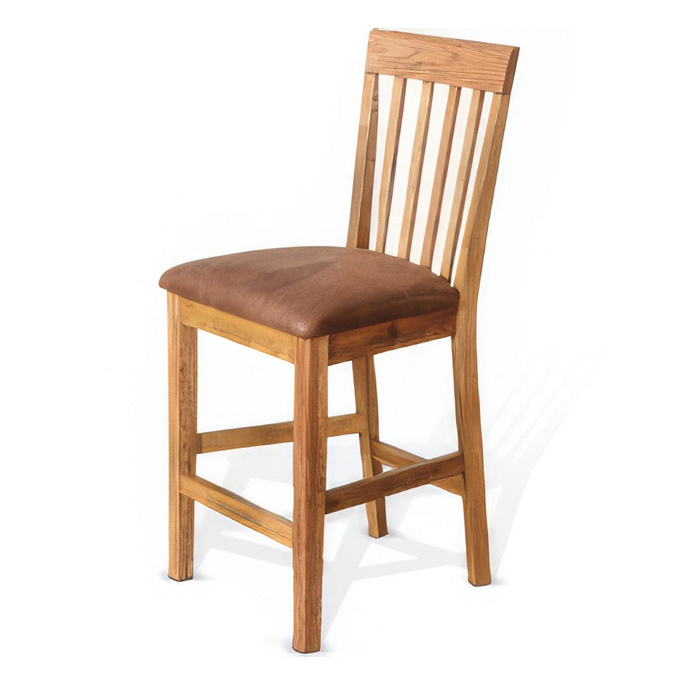 Marv Counter Height Chair Set of 2 Faux Leather Light Brown 24’’ BM324893