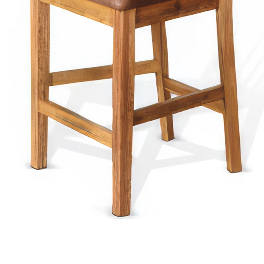 Marv Counter Height Chair Set of 2 Faux Leather Light Brown 24’’ BM324893