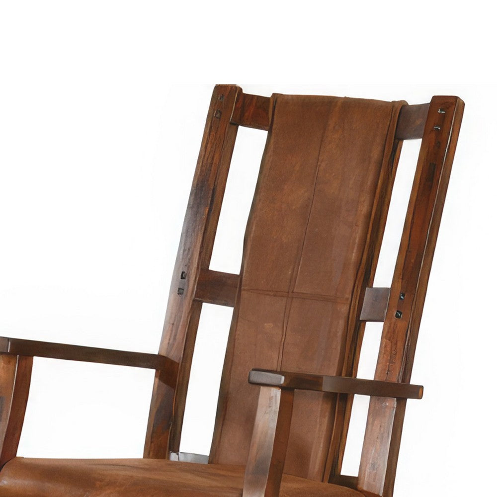 Odel Rocking Chair, Faux Leather Seat and Back, Dark Chocolate Brown