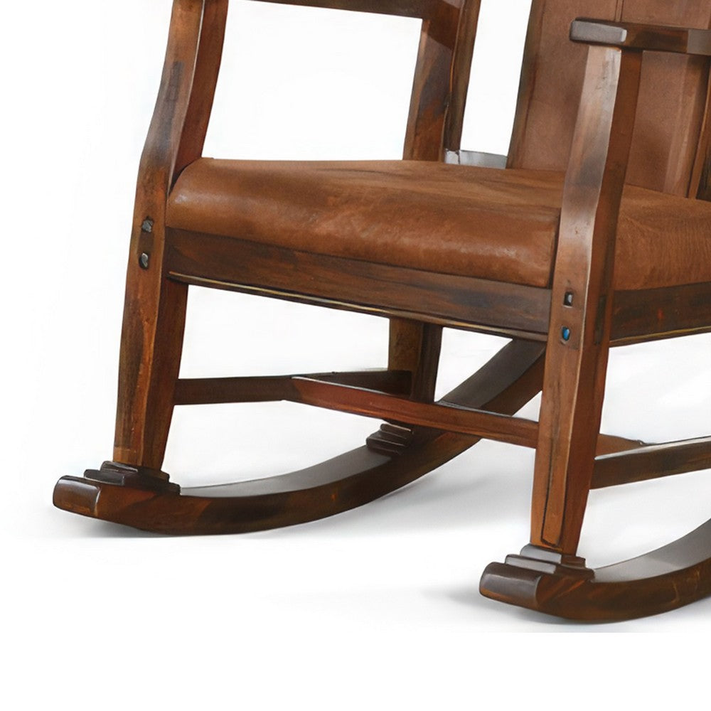 Odel Rocking Chair, Faux Leather Seat and Back, Dark Chocolate Brown