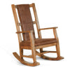 Marv Rocking Chair with Faux Leather Seat and Back Rustic Oak Brown BM324897