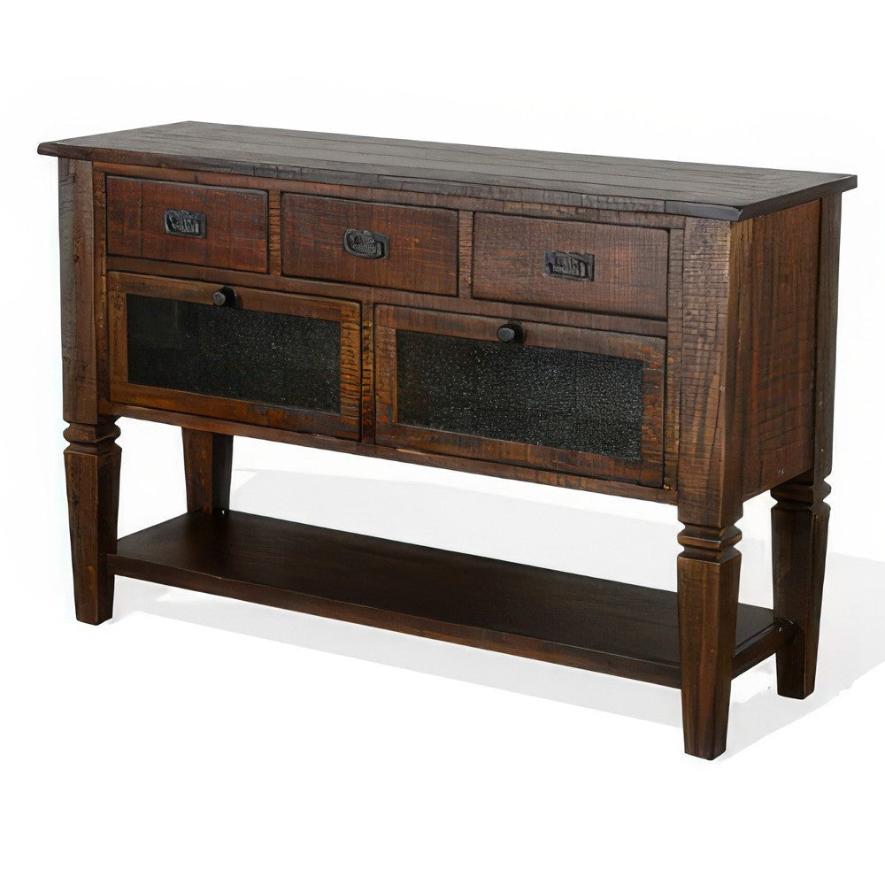 Flint Sideboard Buffet Console 2 Doors 3 Drawer Shelf Rustic Brown BM324898