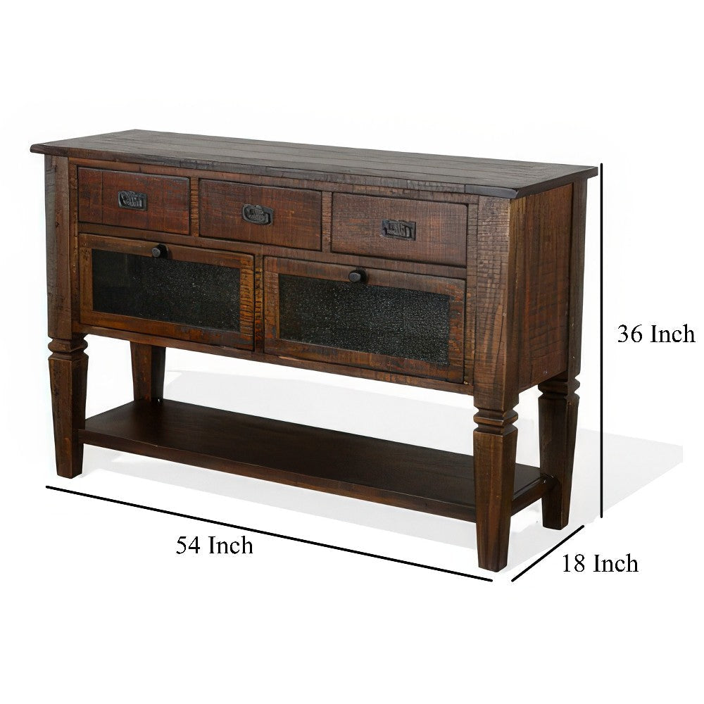 Flint Sideboard Buffet Console 2 Doors 3 Drawer Shelf Rustic Brown BM324898