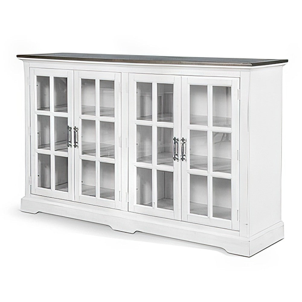 Orso Sideboard Buffet Console, 2 Double Door Cabinet, White, Brown
