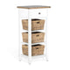 Livy Storage Rack End Table with 3 Natural Brown Rattan Baskets White BM324903