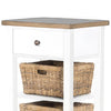 Livy Storage Rack End Table with 3 Natural Brown Rattan Baskets White BM324903