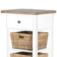 Livy Storage Rack End Table with 3 Natural Brown Rattan Baskets White BM324903