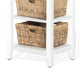 Livy Storage Rack End Table with 3 Natural Brown Rattan Baskets White BM324903