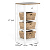 Livy Storage Rack End Table with 3 Natural Brown Rattan Baskets White BM324903