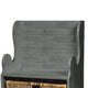 Eulie Hall Foyer Bench Seat w Rattan Basket Rustic Blue Mahogany Wood BM324906