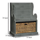 Eulie Hall Foyer Bench Seat w Rattan Basket Rustic Blue Mahogany Wood BM324906