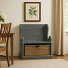 Eulie Hall Foyer Bench Seat w Rattan Basket, Rustic Blue Mahogany Wood