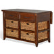 Niza Kitchen Island Table 27-40’’ Drop Leaf 4 Rattan Baskets Brown BM324909