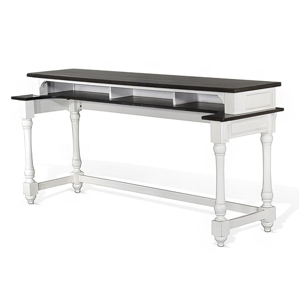 Orso Console Table 76’’ Rectangular Brown Top White Mahogany Wood BM324910