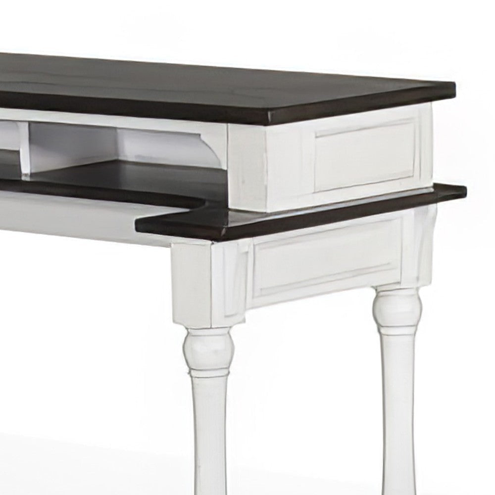 Orso Console Table 76’’ Rectangular Brown Top White Mahogany Wood BM324910