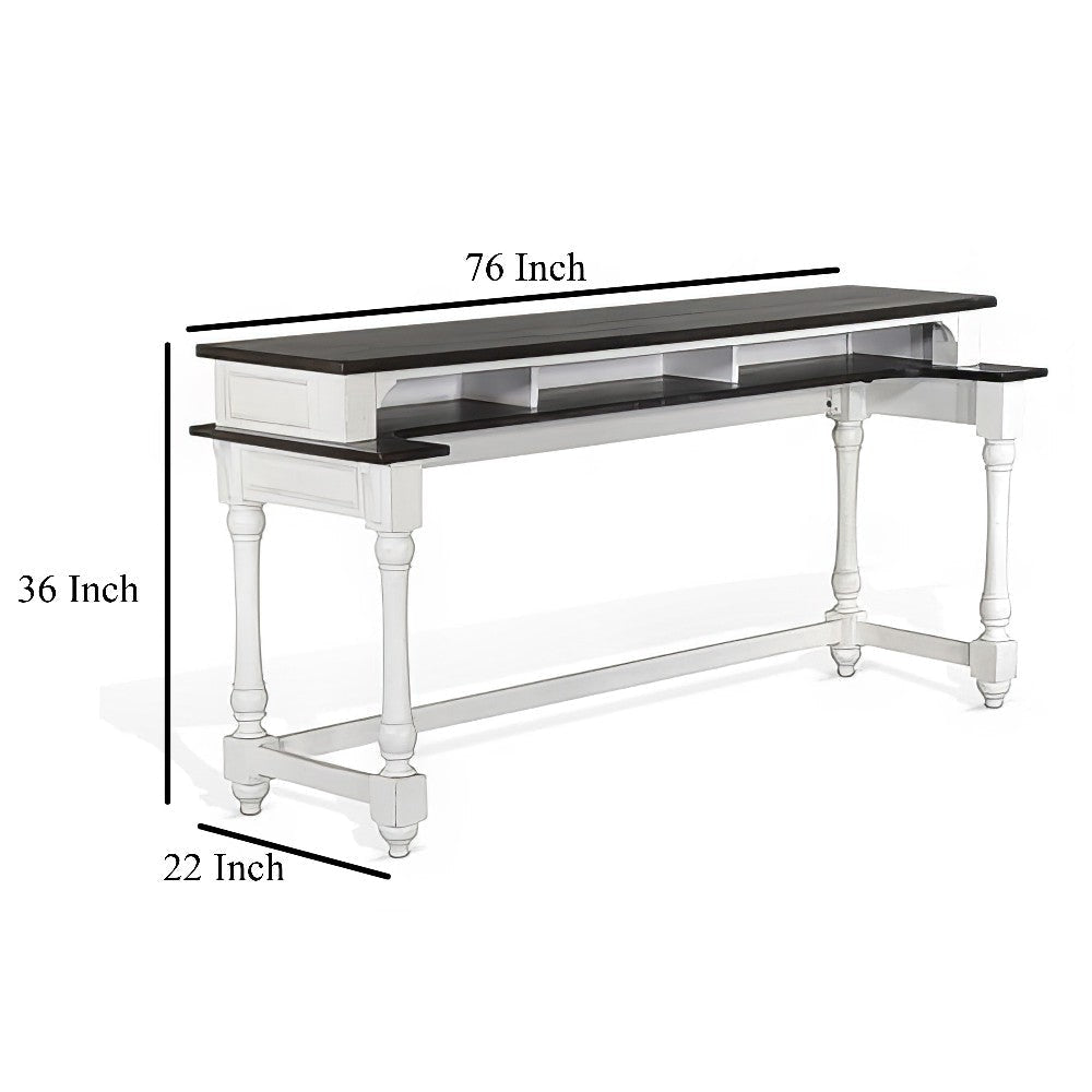 Orso Console Table 76’’ Rectangular Brown Top White Mahogany Wood BM324910