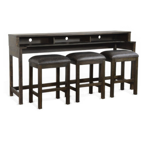 Flint Console Table with 3 Compartments, 74", Dark Brown Mahogany