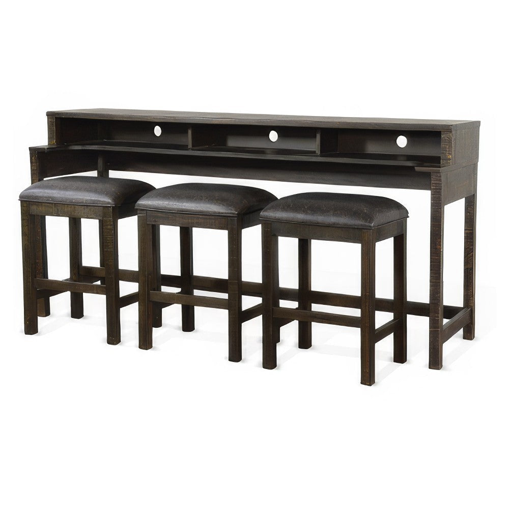 Flint Console Table with 3 Compartments 74’’ Dark Brown Mahogany BM324912