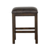 Flint Counter Stool Faux Leather Seat 24’’ High Dark Brown Wood BM324913