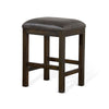 Flint Counter Stool Faux Leather Seat 24’’ High Dark Brown Wood BM324913